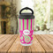 Pink & Green Paisley and Stripes Stainless Steel Travel Cup Lifestyle
