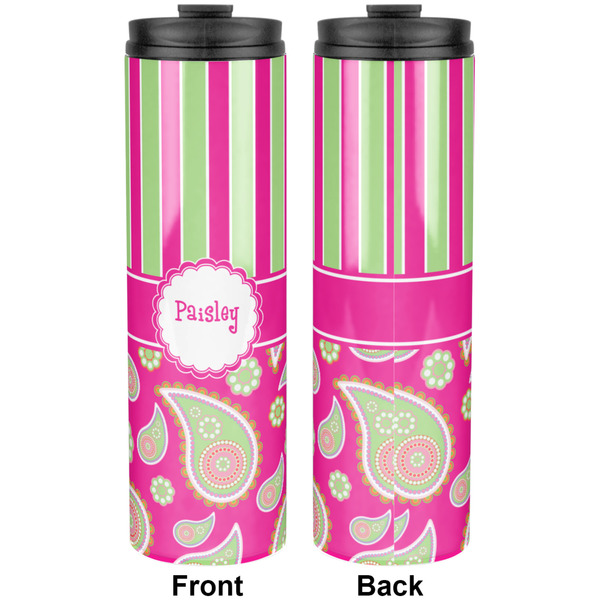 Pink & Green Paisley and Stripes Stainless Steel Tumbler 20 Oz - Approval