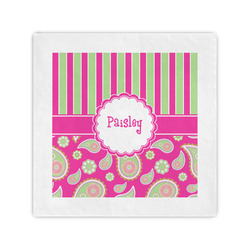 Pink & Green Paisley and Stripes Standard Cocktail Napkins (Personalized)