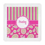 Pink & Green Paisley and Stripes Standard Decorative Napkins (Personalized)