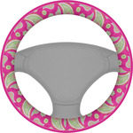 Pink & Green Paisley and Stripes Steering Wheel Cover (Personalized)