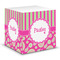 Pink & Green Paisley and Stripes Sticky Note Cube (Personalized)
