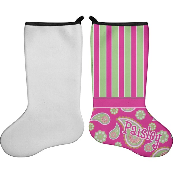 Pink & Green Paisley and Stripes Stocking - Single-Sided - Approval