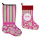 Pink & Green Paisley and Stripes Stockings - Side by Side compare