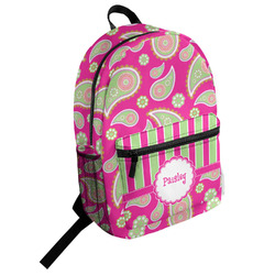 Pink & Green Paisley and Stripes Student Backpack (Personalized)