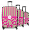 Pink & Green Paisley and Stripes 3 Piece Luggage Set - 20" Carry On, 24" Medium Checked, 28" Large Checked (Personalized)