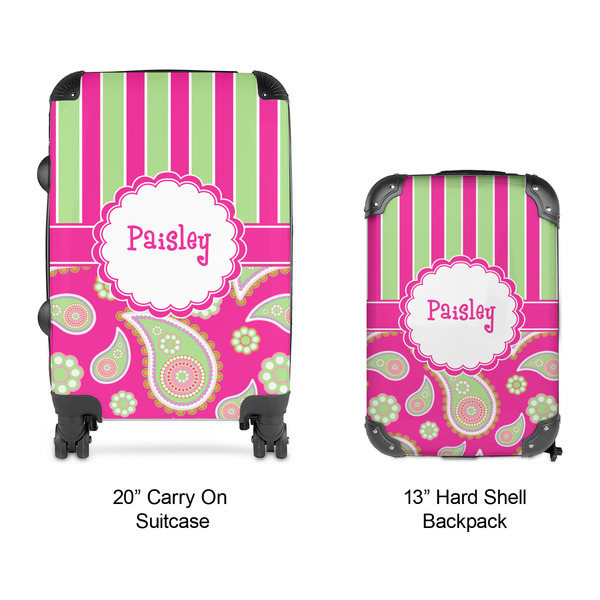 Pink & Green Paisley and Stripes Suitcase Set 4 - APPROVAL