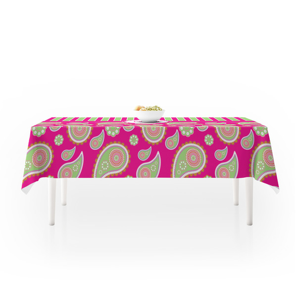 Pink & Green Paisley and Stripes Tablecloths (58"x102") - MAIN