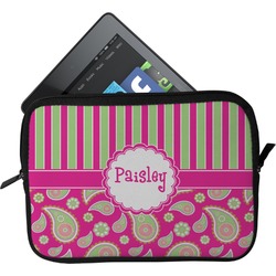Pink & Green Paisley and Stripes Tablet Case / Sleeve (Personalized)