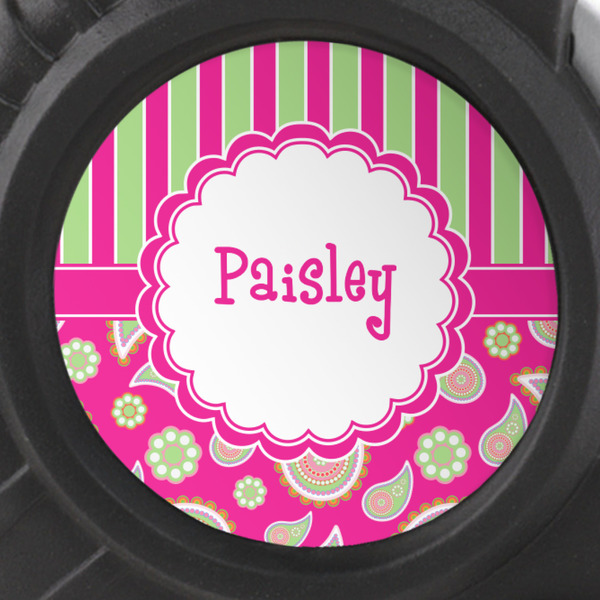 Pink & Green Paisley and Stripes Tape Measure - 25ft - detail