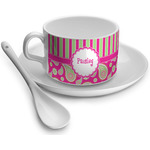 Pink & Green Paisley and Stripes Tea Cup (Personalized)