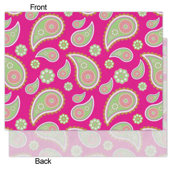 Pink & Green Paisley and Stripes Tissue Paper - Heavyweight - Medium - Front & Back
