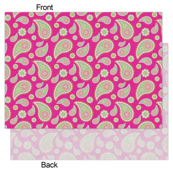 Pink & Green Paisley and Stripes Tissue Paper - Lightweight - Large - Front & Back