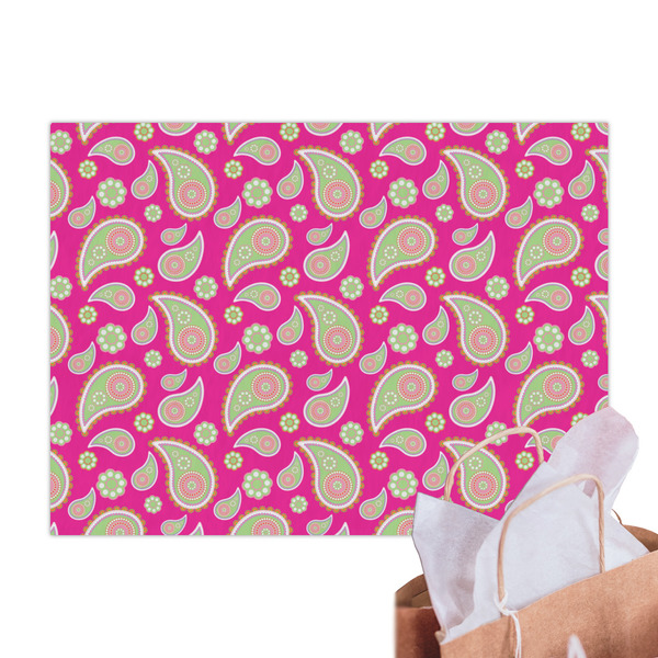 Pink & Green Paisley and Stripes Tissue Paper Sheets - Main