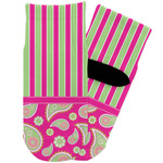 Pink & Green Paisley and Stripes Toddler Ankle Socks