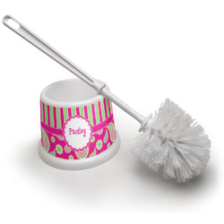 Pink & Green Paisley and Stripes Toilet Brush (Personalized)