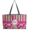 Pink & Green Paisley and Stripes Beach Totes Bag - w/ Black Handles (Personalized)