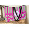 Pink & Green Paisley and Stripes Tote w/Black Handles - Lifestyle View