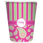 Pink & Green Paisley and Stripes Waste Basket (Personalized)