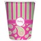 Pink & Green Paisley and Stripes Waste Basket (White)