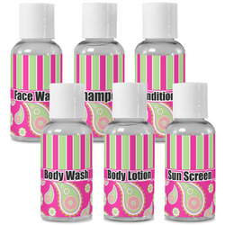 Pink & Green Paisley and Stripes Travel Bottles (Personalized)