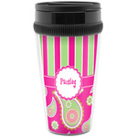 Pink & Green Paisley and Stripes Acrylic Travel Mug without Handle (Personalized)