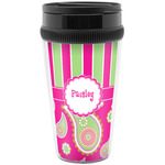 Pink & Green Paisley and Stripes Acrylic Travel Mug without Handle (Personalized)