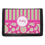 Pink & Green Paisley and Stripes Trifold Wallet (Personalized)