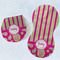 Pink & Green Paisley and Stripes Two Peanut Shaped Burps - Open and Folded
