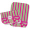 Pink & Green Paisley and Stripes Two Rectangle Burp Cloths - Open & Folded
