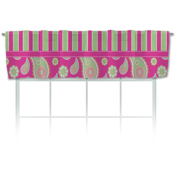 Custom Pink & Green Paisley and Stripes Valance