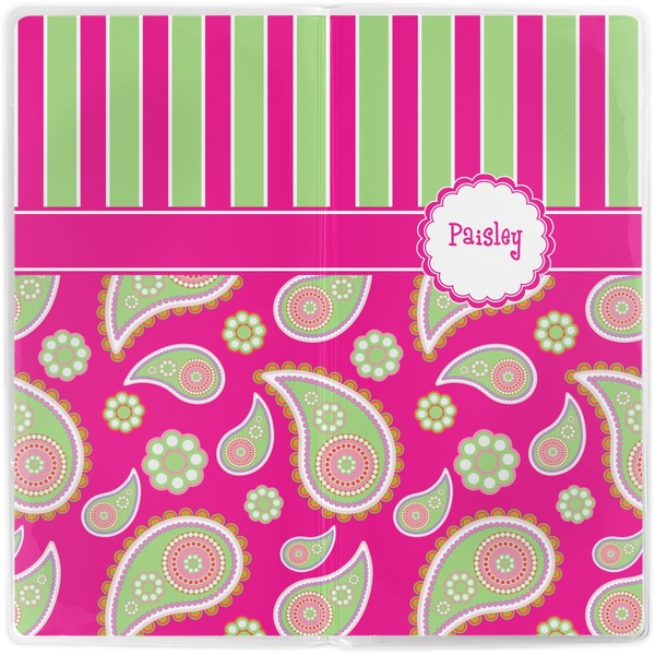 Pink & Green Paisley and Stripes Vinyl Document Wallet - Apvl