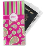 Pink & Green Paisley and Stripes Travel Document Holder