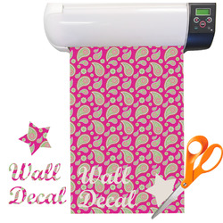 Pink & Green Paisley and Stripes Vinyl Sheet (Re-position-able)