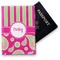 Pink & Green Paisley and Stripes Vinyl Passport Holder - Front