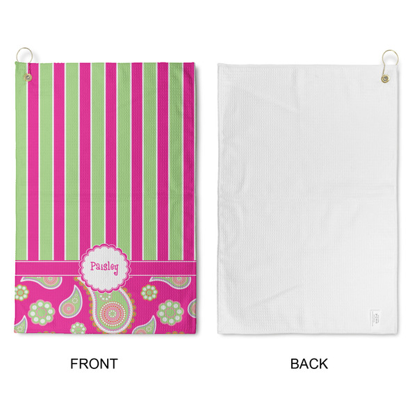 Pink & Green Paisley and Stripes Waffle Weave Golf Towel - Approval
