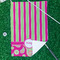 Pink & Green Paisley and Stripes Waffle Weave Golf Towel - In Context