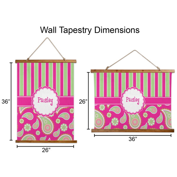 Pink & Green Paisley and Stripes Wall Hanging Tapestries - Parent/Sizing