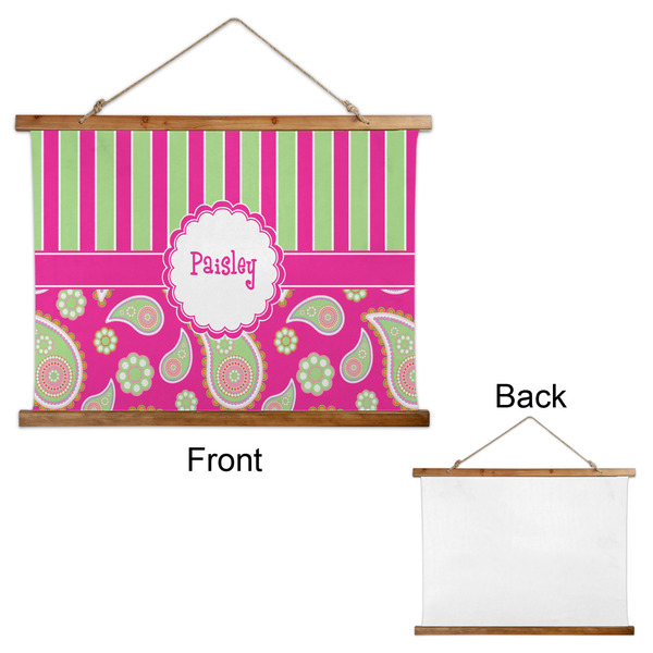 Pink & Green Paisley and Stripes Wall Hanging Tapestry - Landscape - APPROVAL