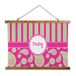 Pink & Green Paisley and Stripes Wall Hanging Tapestry - Wide (Personalized)