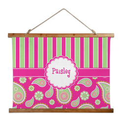 Pink & Green Paisley and Stripes Wall Hanging Tapestry - Wide (Personalized)