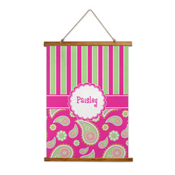 Pink & Green Paisley and Stripes Wall Hanging Tapestry - Tall (Personalized)