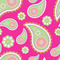Pink & Green Paisley and Stripes Wallpaper Square