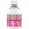 Pink & Green Paisley and Stripes Water Bottle Label - Back View