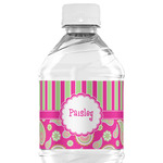 Pink & Green Paisley and Stripes Water Bottle Labels - Custom Sized (Personalized)