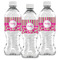 Pink & Green Paisley and Stripes Water Bottle Labels - Front View
