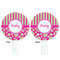Pink & Green Paisley and Stripes White Plastic 7" Stir Stick - Double Sided - Round - Front & Back
