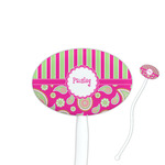 Pink & Green Paisley and Stripes Oval Plastic Stir Sticks (Personalized)