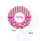 Pink & Green Paisley and Stripes White Plastic 7" Stir Stick - Single Sided - Round - Front & Back