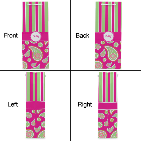 Pink & Green Paisley and Stripes Wine Gift Bag - Gloss - Approval
